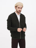 Man wearing sand linen newsboy cap full body front view black outfit