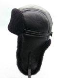 Top-down view sheepskin bomber ushanka leather crown