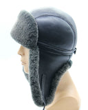 Top-back view sheepskin trapper hat crown detail