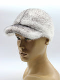 Three-quarter angle silver cross mink fur baseball cap handmade