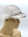 Side profile silver cross mink fur baseball cap structured bill