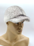 Silver cross mink fur baseball cap front view dyed gray pattern