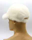 Back view white mink baseball cap adjustable strap detail
