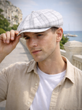 White plaid newsboy hat side profile mens summer coastal headwear