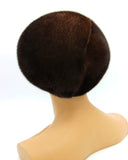 Women's classic brown mink beret back view showing full crown construction and adjustable band fit