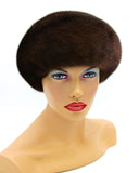 Women's classic brown mink fur beret front view showing rich chocolate brown fur and rounded dome crown silhouette