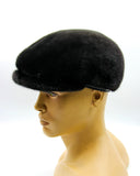 Side profile black mink newsboy cap short front panel