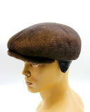Back view brown pastel mink fur flat cap