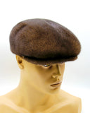 Three-quarter view brown pastel mink flat cap low crown