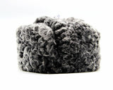 Angled view grey astrakhan fur ushanka