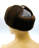 Top view light brown mink leather ushanka crown