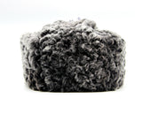Grey astrakhan karakul fur ushanka curly texture handmade Ukraine