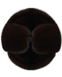 Classic brown mink fur ushanka hat with earflaps showing dense natural pile and rich color