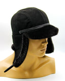 Side view mink suede bill ushanka earflaps down