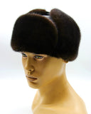 Side profile mink fur hat leather ushanka