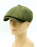 Olive corduroy baker boy hat back view on mannequin