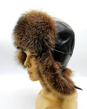 Left side raccoon fur ushanka showing gradient