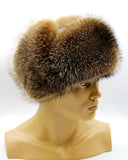 Top angle raccoon fur ushanka crown detail