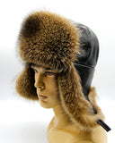 Angled raccoon fur ushanka earflaps back