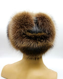 Top-down view raccoon fur ushanka texture