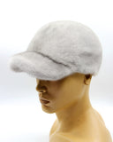 Sapphire mink fur baseball cap front view showing blue gray color