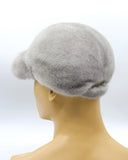 Close-up detail sapphire mink fur baseball cap texture