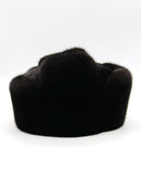 Overhead view black mink ushanka circular pattern